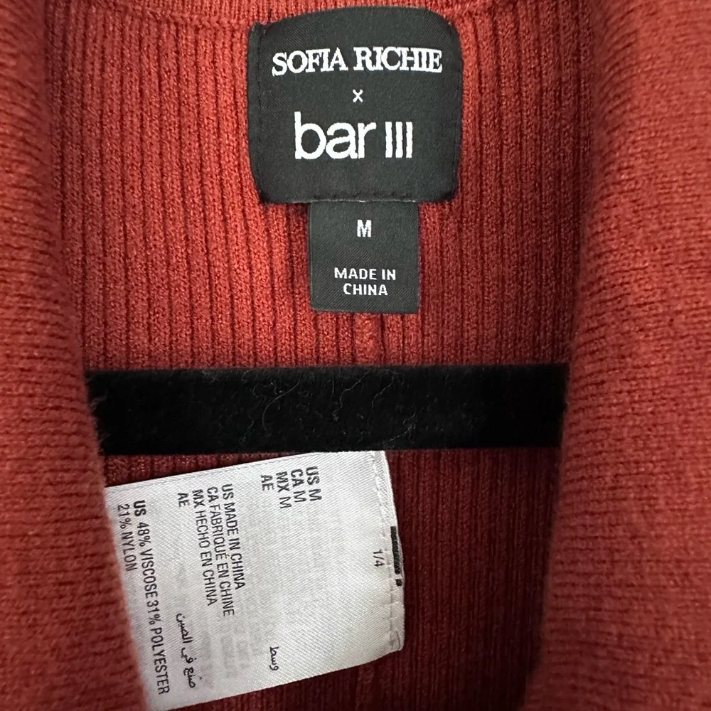 NWT BAR III | Sofia Richie Ribbed Sweater Jumpsuit Rust M - Picture 3 of 4